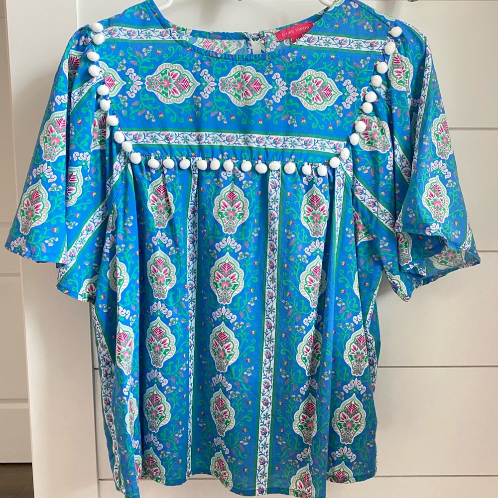Blue Floral Top by Flying Tomato. Size M